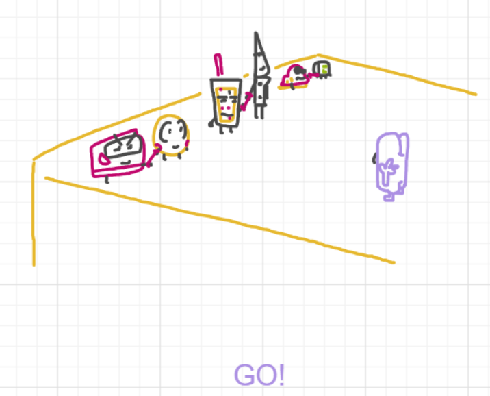 A panel from Running Duos, episode four of the Board Boards object show by Furretwalk/WalkingFurret.